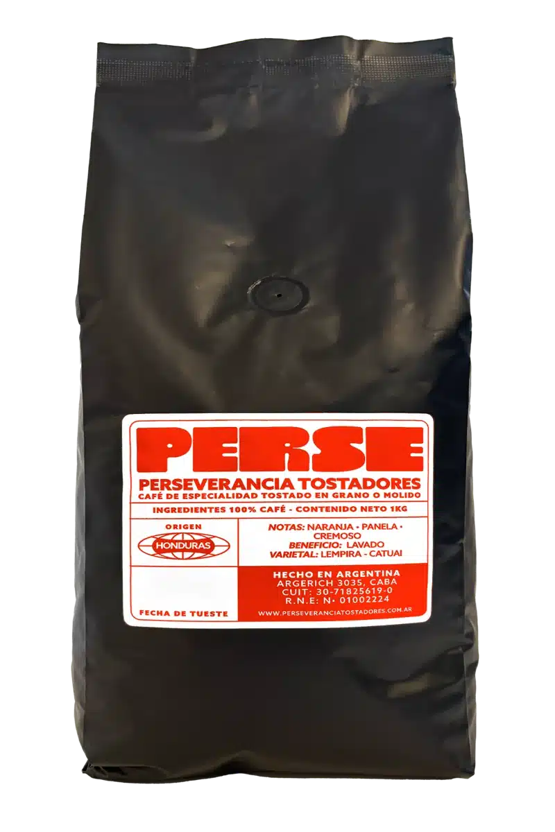 Paquete de café de especialidad Honduras 1kg Perseverancia Tostadores para mayoristas, con notas de naranja, panela y cremoso.